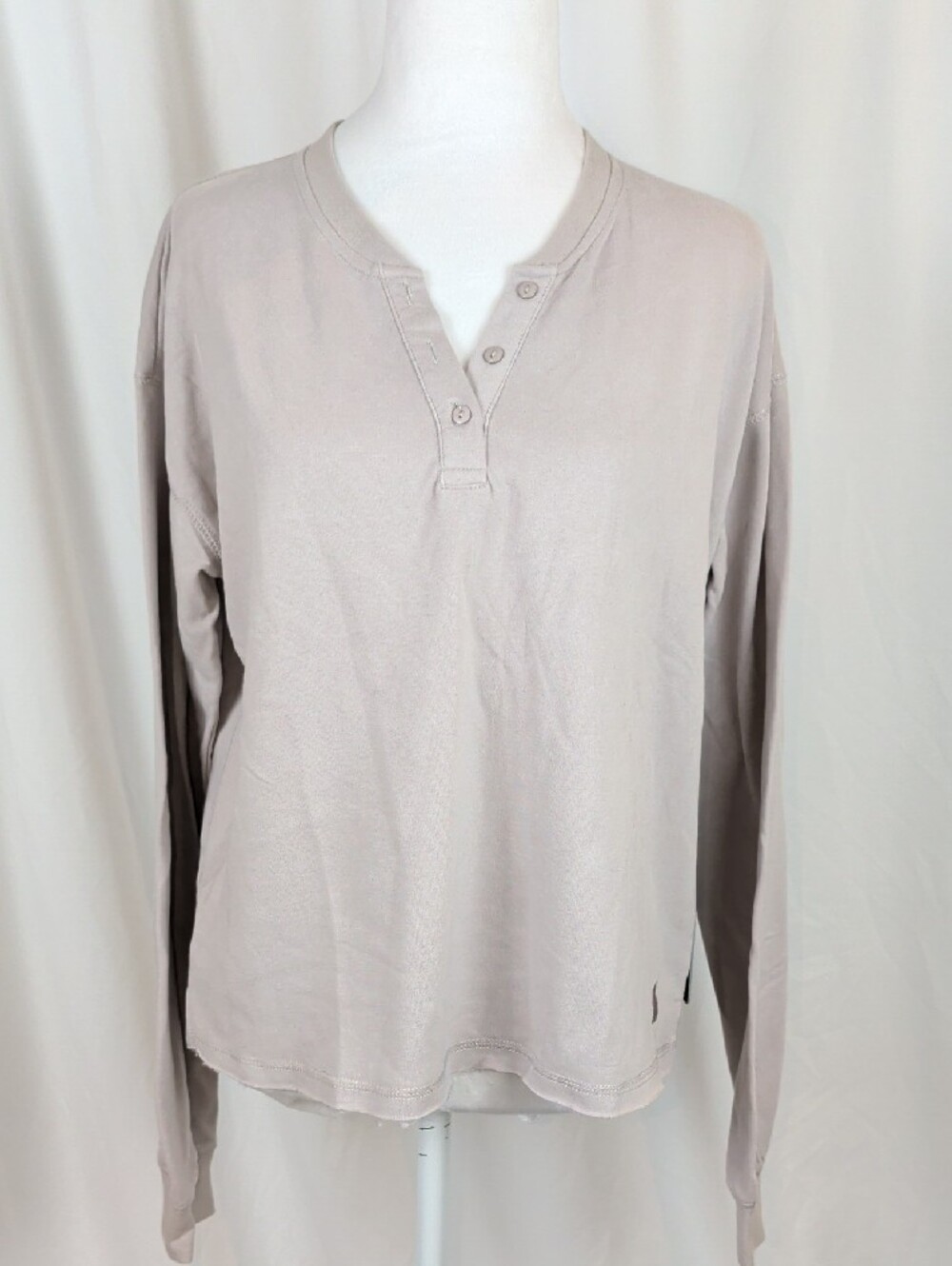 NWT Kuwalla Tee Grey Collared LS Henley Sweater Top Medium